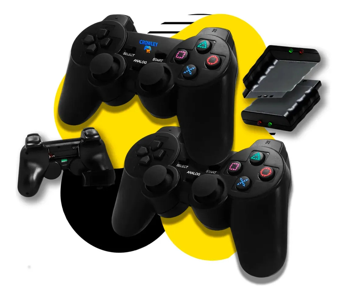 Kit 2 Controle Sem Fio Para Ps2 Joystick Manete Plug And Play - Crowley
