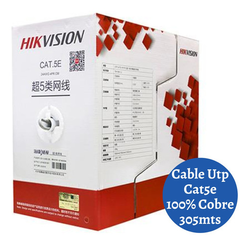 Cable Red Utp Cat5e 100% Cobre Cctv Camaras Ip Hd Dvr 305mts