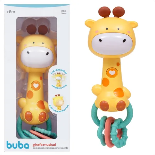 Brinquedo Interativo Girafa Musical Buba Chocalho Mordedor