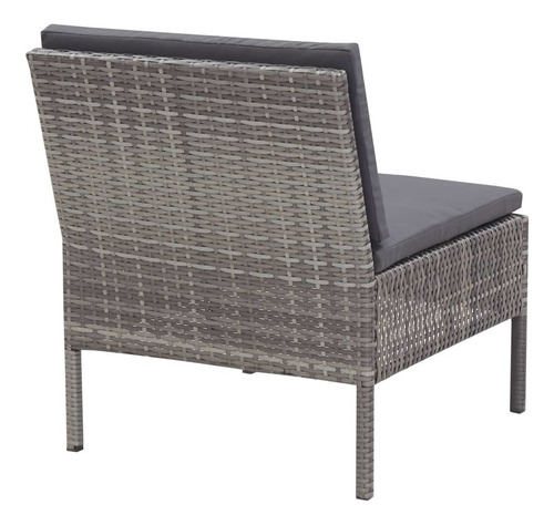 Sala Lounge De Jardín De 3 Pza Con Cojines Ratán Gris M3