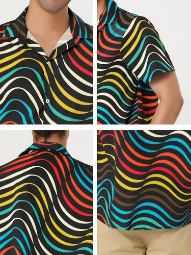 Camisa Con Bloques De Color Geométrico Irregular Manga Corta