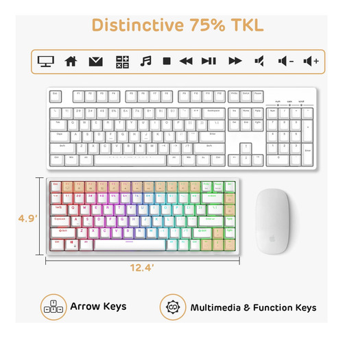 Rk Royal Kludge Rk84 Wired Rgb 75% Hot Mechanical Keyboard,