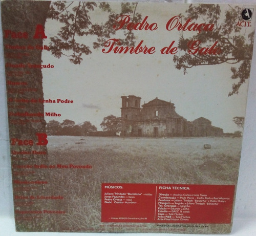 Pedro Ortaça Timbre De Galo Lp Nacional Capa Autografada (Usado)
