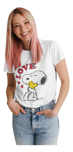 Polera Snoopy Charlie Brown Love Algodon Estampado