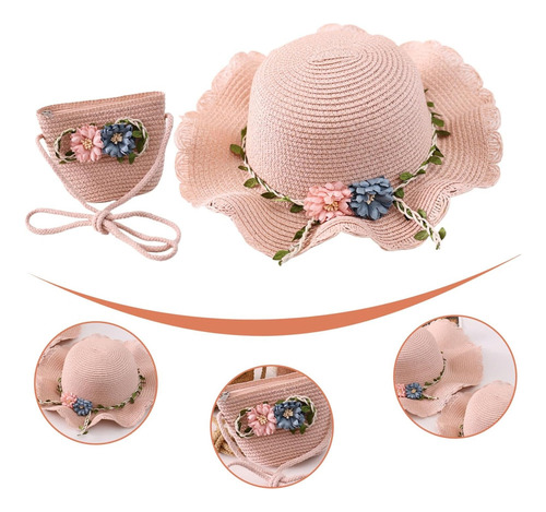 Moo Lote De 2 Sombrero De Sol Y Mochilas De Paja For Los