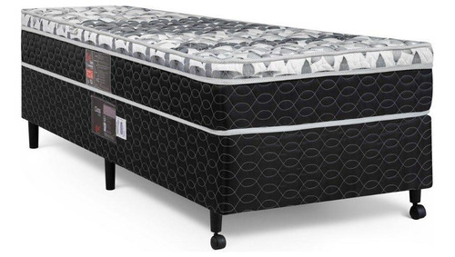 Cama Box+colchão Castor Solteiro Class Tecnopedic 100x200x52 Cor Preto