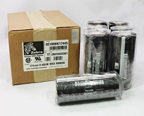 Ribbon Zebra Mod. 02100bk17445 174mm X 450m (caja 12 Rollos)