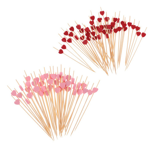 200pcs Creative Heart Shape Sandwich Toothpicks Bamboo Fruit
