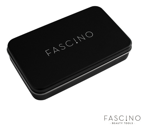 Imagen 6 de 7 de Set 7 Brochas Y Pinceles De Maquillaje Caja Metálica Fascino