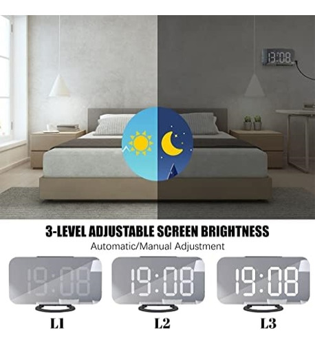 Reloj Despertador Wulawindy, Pantalla Led Grande, Con Cargad