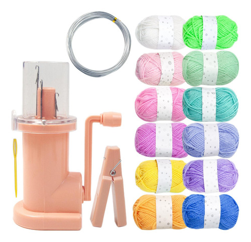 Máquina De Tejer A Mano, Adorno Hilo De 12 Colores Rosa