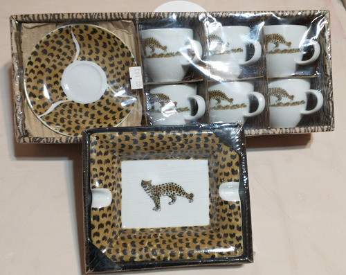 Juego De Café Estilo Versace Atigrado Con Cenicero De Regalo