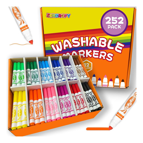 252 Pcs Marcadores Lavables Para Niños Set A Granel No De 12