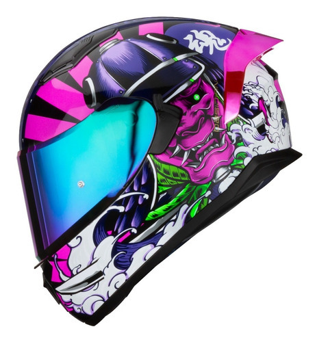 Hax Helmets. Casco Integral Dot Ece. Modelo Obsidian Samurai Color Fucsia Tamaño del casco S-Chico