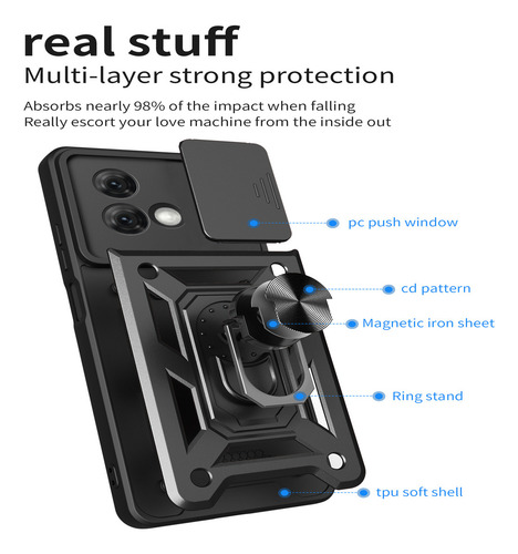 Funda Protectora Para Teléfono Oppo A58, A57, A56, A55, A53, Cámara Deslizante, Atril, A Prueba De Golpes