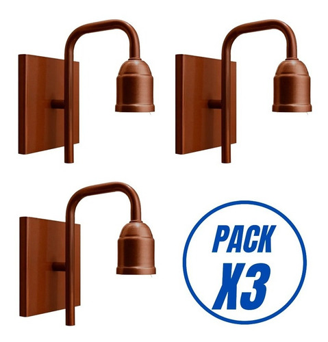 Imagen 4 de 9 de Pack X3 Lampara Aplique Pared Moderno Vintage Industrial