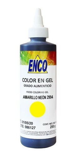 Color Gel Amarillo Neón Reposteria 250 Grs. Enco 2994-250