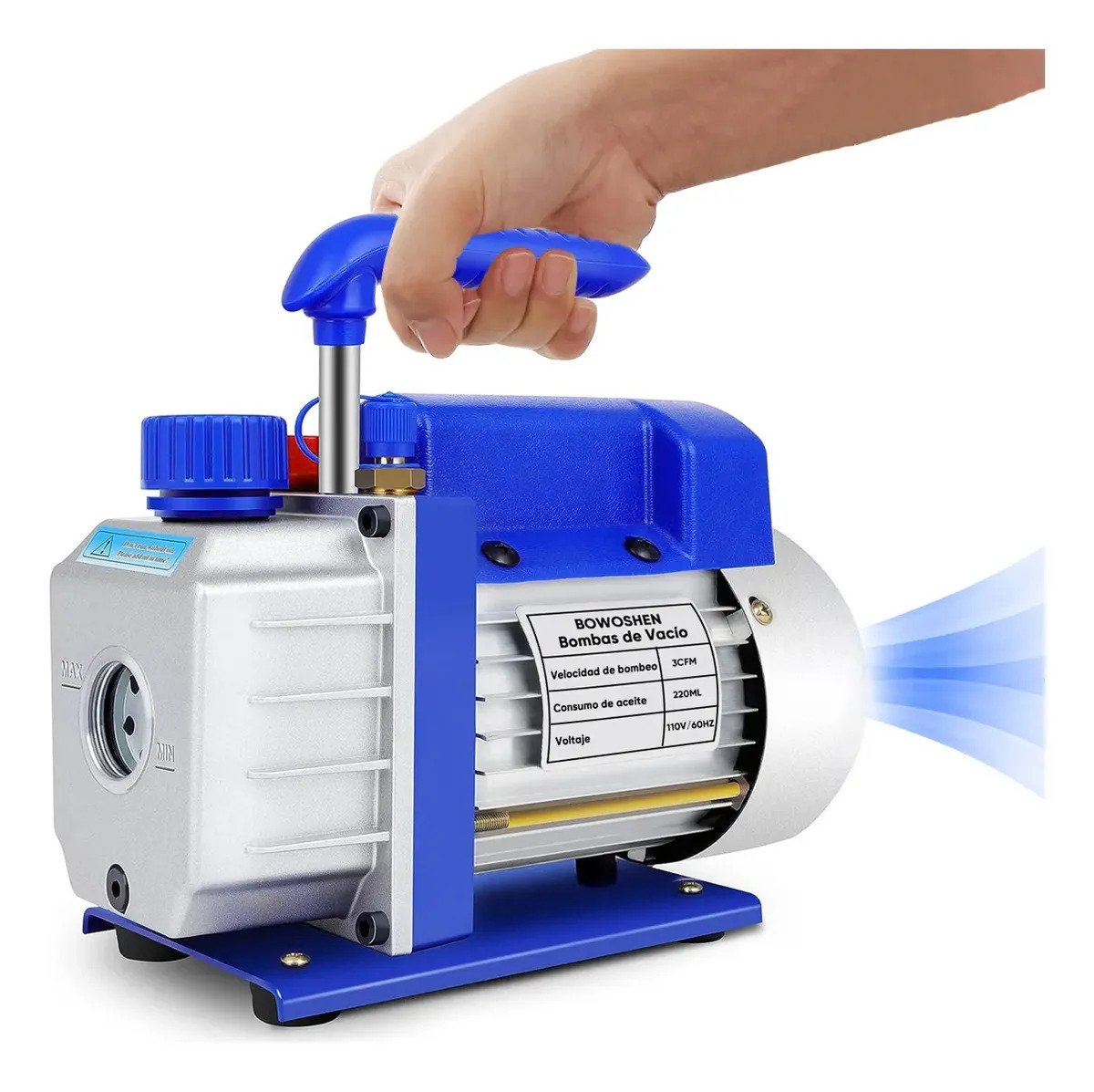 Bomba de Vacío 4 CFM para Aire Acondicionado BOWOSHEN 1/3 HP Portátil para Refrigeración y Envasado al Vacío Talleres