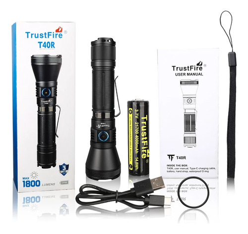 Lámpara Tactical T40r Trustfire Recargable De 1800 Lúmenes