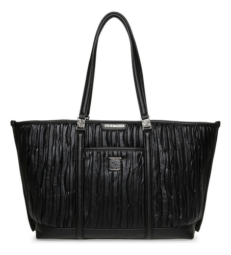 Bolsa Tote Bakari Black/black Steve Madden Bags Acabado de los herrajes Níquel Correa de hombro Negro Diseño de la tela Texturizado