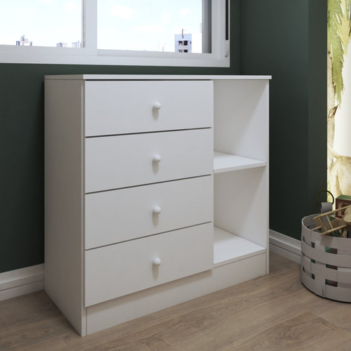 Cômoda Infantil Submarino 1 Porta 4 Gavetas Branco -