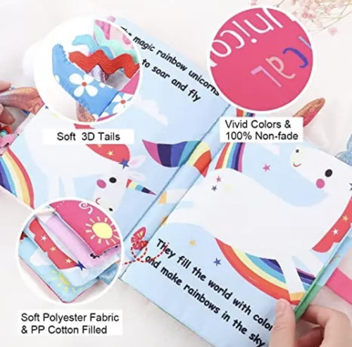 Libro Sensorial Tela Estimulación Temprana Bebé Unicornio