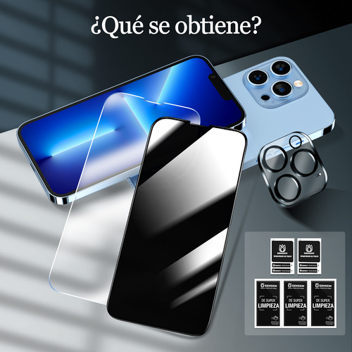 3 Pz Mica Premium De Cristal Templado Para iPhone 13 Pro Max