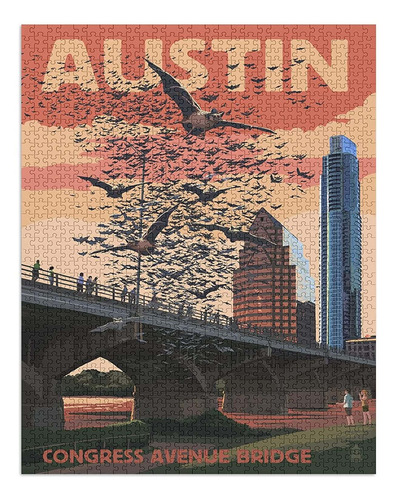 Austin, Texas, Bats And Congress Avenue Bridge (19 X 28.5 Pu