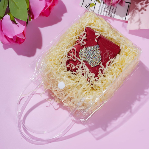 30 Bolsas De Regalo De Pvc Transparente De 15x7x20cm Con