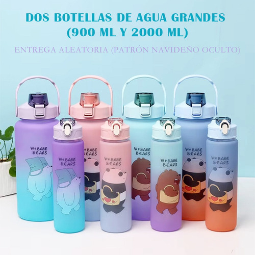 Two-piece Water Bottle One 900ml And The Other 2000ml Multicolor