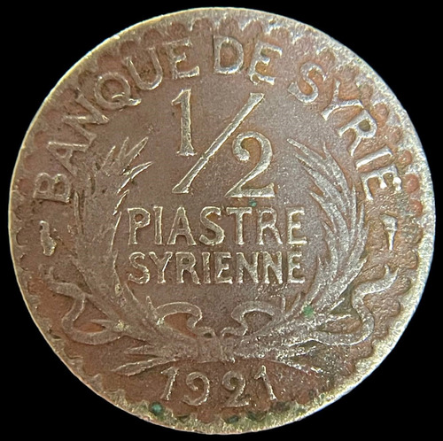Siria Francesa, 1/2 Piastre, 1921. Vf-