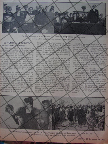Afiche Retro Inauguran Hospital Nicolas Bravo. Tepexpan 1946