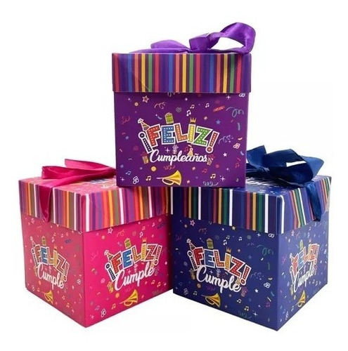 Pack 12 Cajas De Regalo Plegable 10cm Feliz Cumple 5012