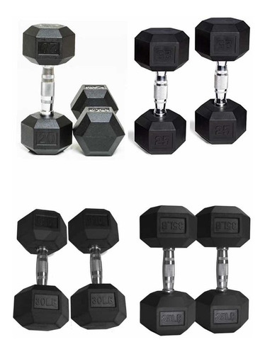 Set 8 Mancuernas Rubber Hex Dumbbell Fit 20lb 25lb 30lb 35lb