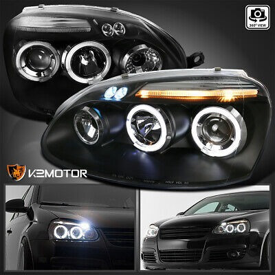 Fits 2006-2010 Vw Jetta Mk5 Golf Rabbit Gti Led Halo Proj Kg