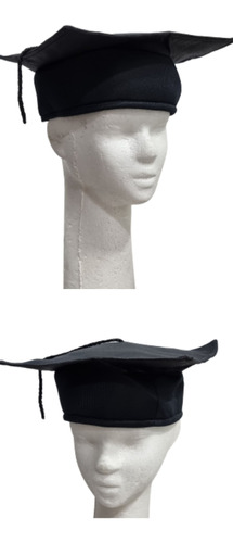 Gorro De Egresado X 25 Unidades - Negro Con Cordón Negro