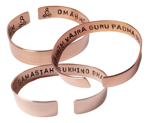 Pulseras De Cobre 100% Puro Mantras Grabados Lokah Samastah