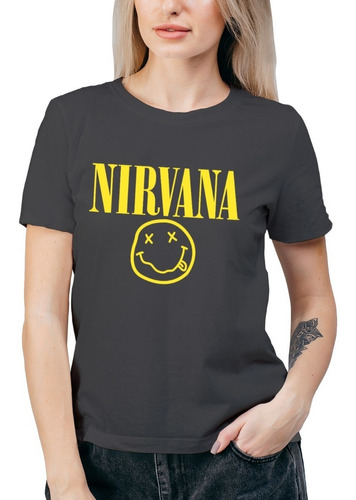 Polera Mujer Nirvana Música Grunge Algodón Orgánico Mus5