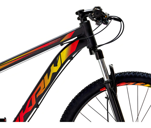 Bicicleta Aro 29 Krw Alumínio 24vel Hidráulico Suspensão S2 Cor Preto/amarelo E Vermelho