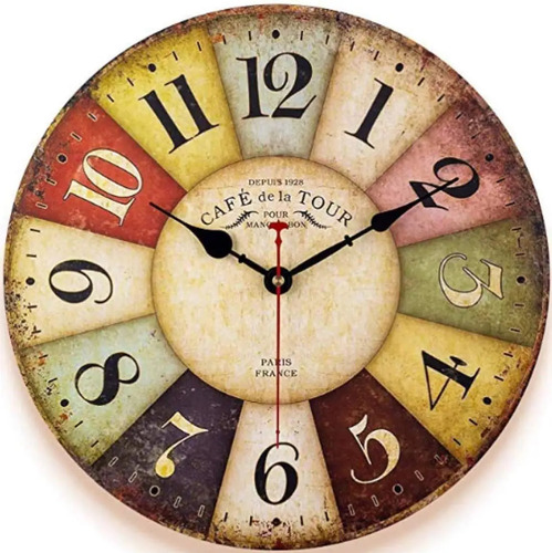 Reloj De Pared De Madera Gruesa 12 - Decor Retro Rural