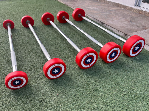 Set 5 Barras Rectas De Capitán América 10, 15, 20, 25 Y 30kg