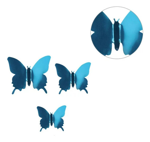 Pegatinas De Pared Mariposa Tipo Espejo Color Azul