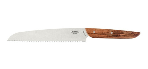 Cuchillo Para Pan Tramontina Verttice Acero Inox 8 Pulgadas Color Madera
