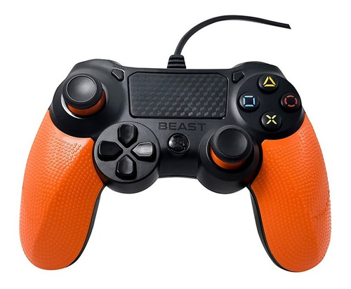 Control Playstation Beast Play Four Alámbrico Usb Vibración Color Naranja