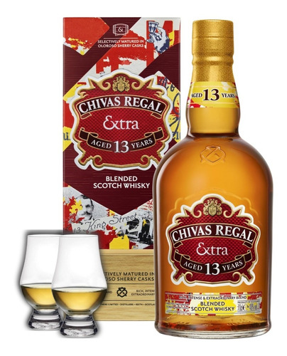 Whisky Chivas Regal Extra 13 Años Con Estuche + 2 Copas