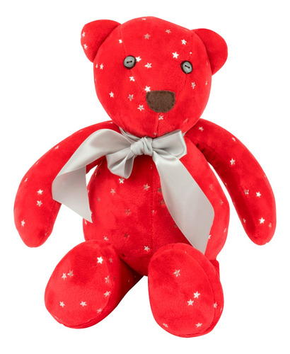 Decoración Navidad Oso De Tela De Felpa Adorno Navideño 80cm Color Rojo