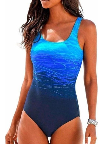 Color Degradado Monokini Mujer Bikini Sin Espalda Oversize F