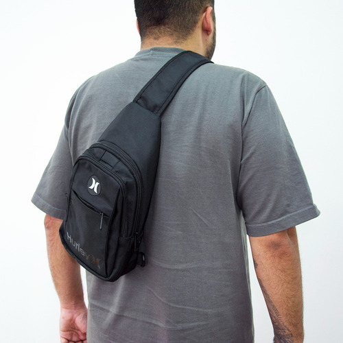 Bolsa Shoulder Bag Masculina Hurley Preto Poliéster Desenho Do Tecido Liso