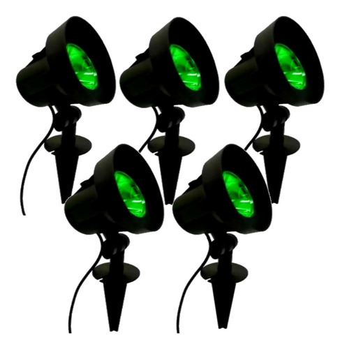 5 Refletor Jardim Led Amarelo Verde 30w Liga Sozinha Bivolt