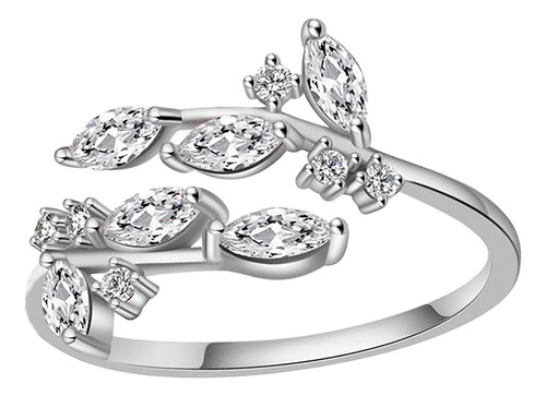 Anillo A La Moda Para Mujer, Estilo Hoja De Diamante, Con Ap